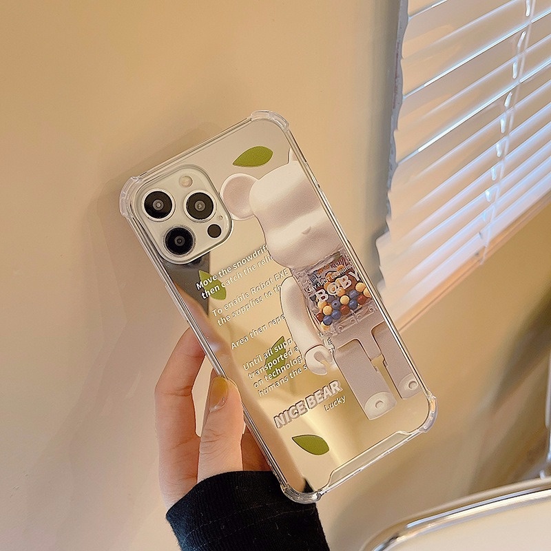 Ốp điện thoại mặt gương họa tiết khối lắp ráp cho iPhone13 ProMax 11 12