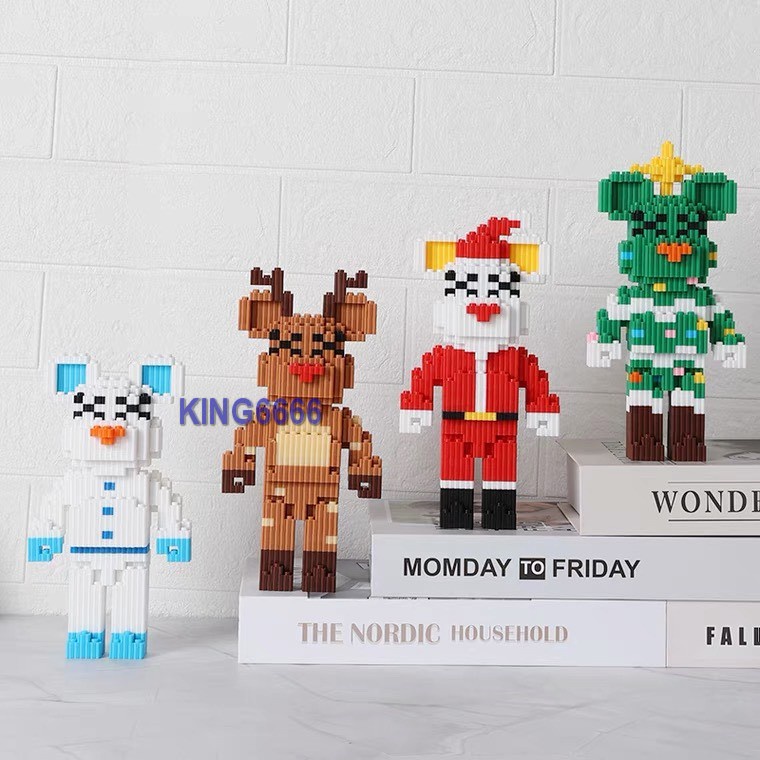 Đồ chơi le go Gấu Bearbrick 19cm noel  xizai xếp hình lắp ráp mô hình nano 3d nanoblocks bear brick