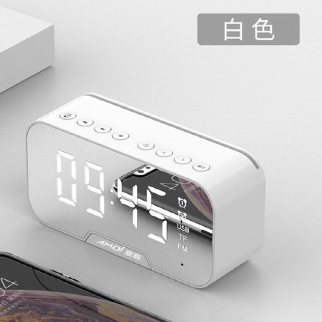 Đồng hồ báo thức Amoi G5 tích hợp loa Bluetooth không dây mặt gương vỏ kim loại