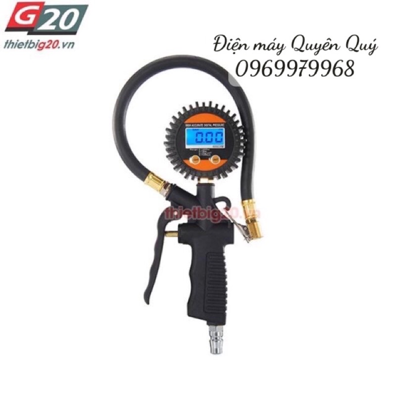 Đồng hồ bơm lốp điện tử, chuyên oto xe máy, 7Bar- 100PSI