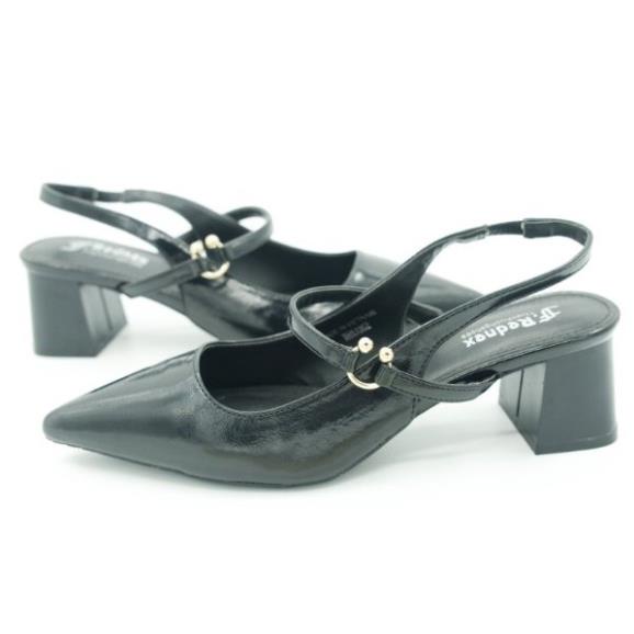 Giày Sandal Cao Gót Nữ F.REDNEX Mũi Nhọn Đế Trụ Phối Quai Hậu 5CM Chất Da Bóng Đẹp Cao Cấp - TH13362 LaT