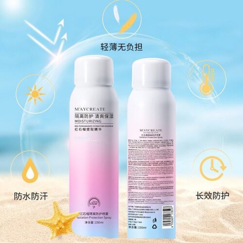 Xịt Chống Nắng trắng da MayCreata 150ml nội địa Trung