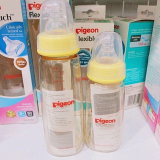 Bình sữa Pigeon nhựa PPSU cổ hẹp 160ML/240ml Vàng