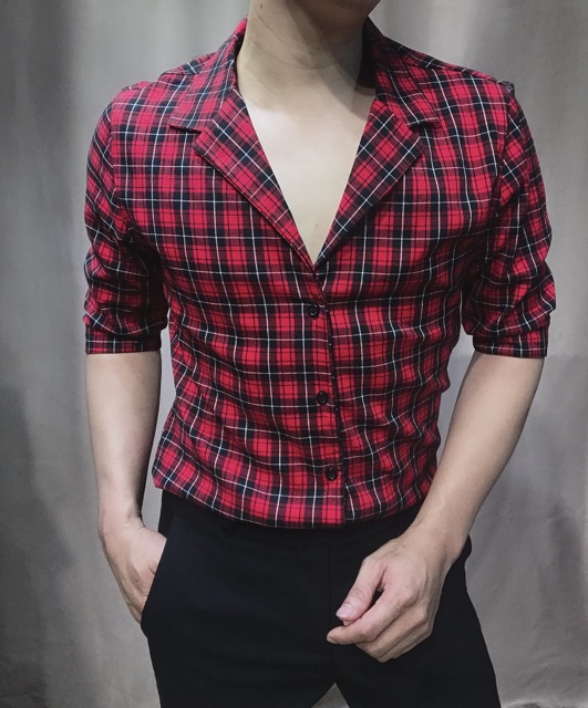 Sơ mi tay lỡ cổ pijama
