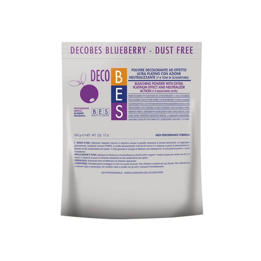 Bột tẩy tóc màu tím Bes Hergen Decobes Blueberry Dust Free 500g