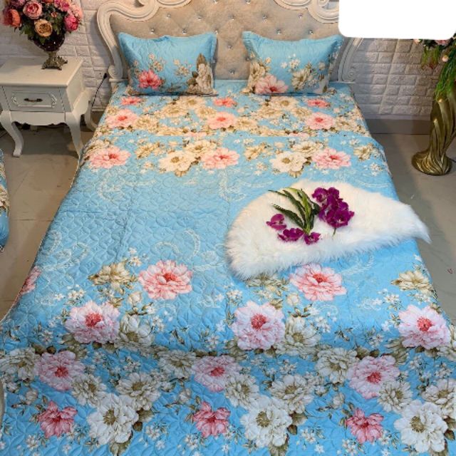 Bộ  ga 5 món  (MẪU  hoa trà  xanh ♥️)