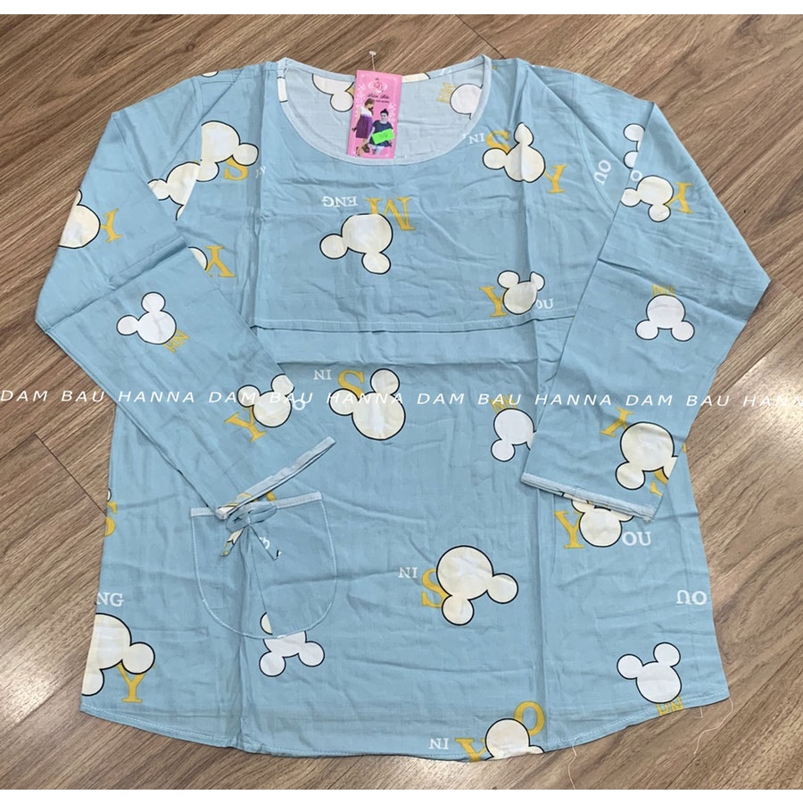 [HANNA] Đồ bộ bầu tay dài mặc nhà cho mẹ bầu và sau sinh size 40-70kg vải tone 2 da cao cấp mềm mát ít nhăn bền hơn