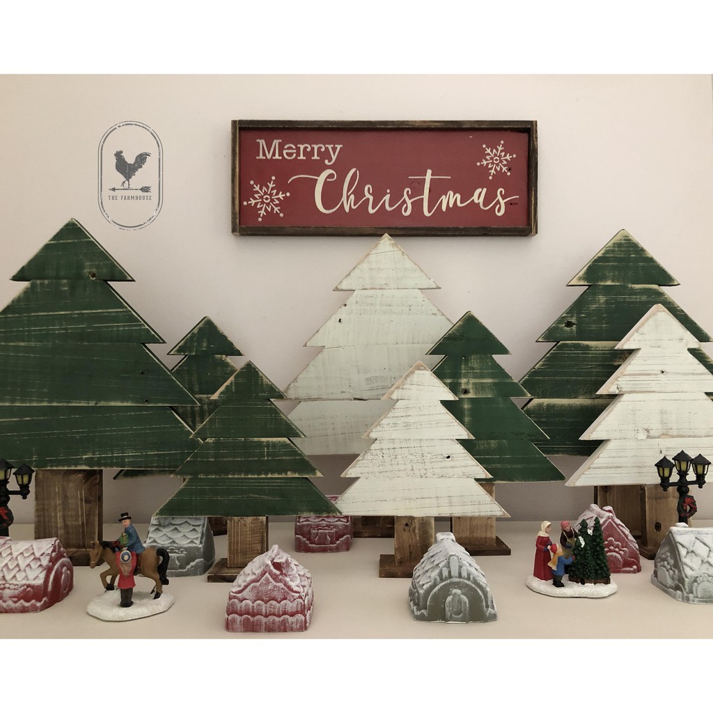 Bảng Gỗ Merry Christmas Trang Trí Giáng Sinh Phong Cách Vintage
