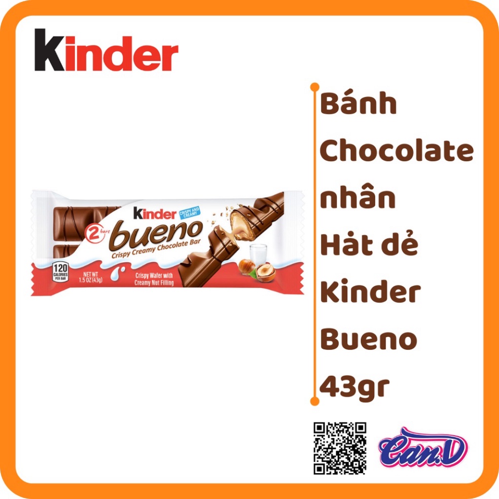 Bánh Chocolate nhân Hạt dẻ Kinder Bueno 43gr (2 thanh) [Sale Toàn Shop]