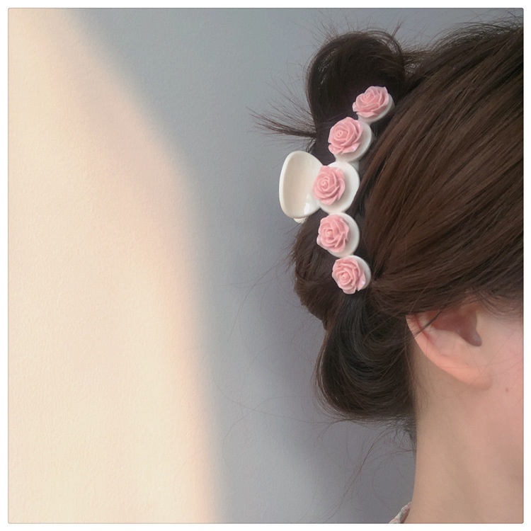 Kẹp Tóc Hoa Trà Màu Hồng Phong Cách Mới