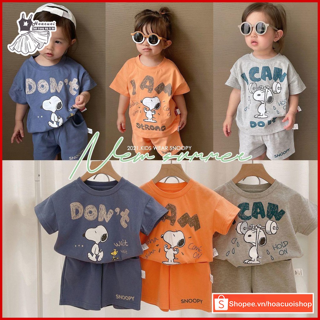 Bộ áo quần thun cotton cộc tay cho bé và trai bé gái hàng Quảng Châu cao cấp từ 8-24kg_HC23