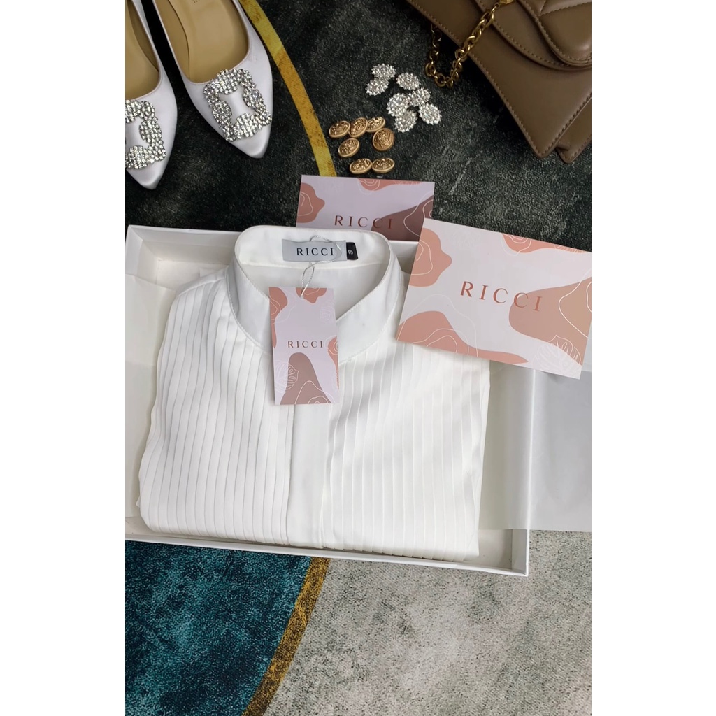  Sơ Mi Mina Xếp Ly Ricci thiết kế chất liệu lụa cao cấp mềm mát mùa hè | RICCI OFFICIAL | BigBuy360 - bigbuy360.vn