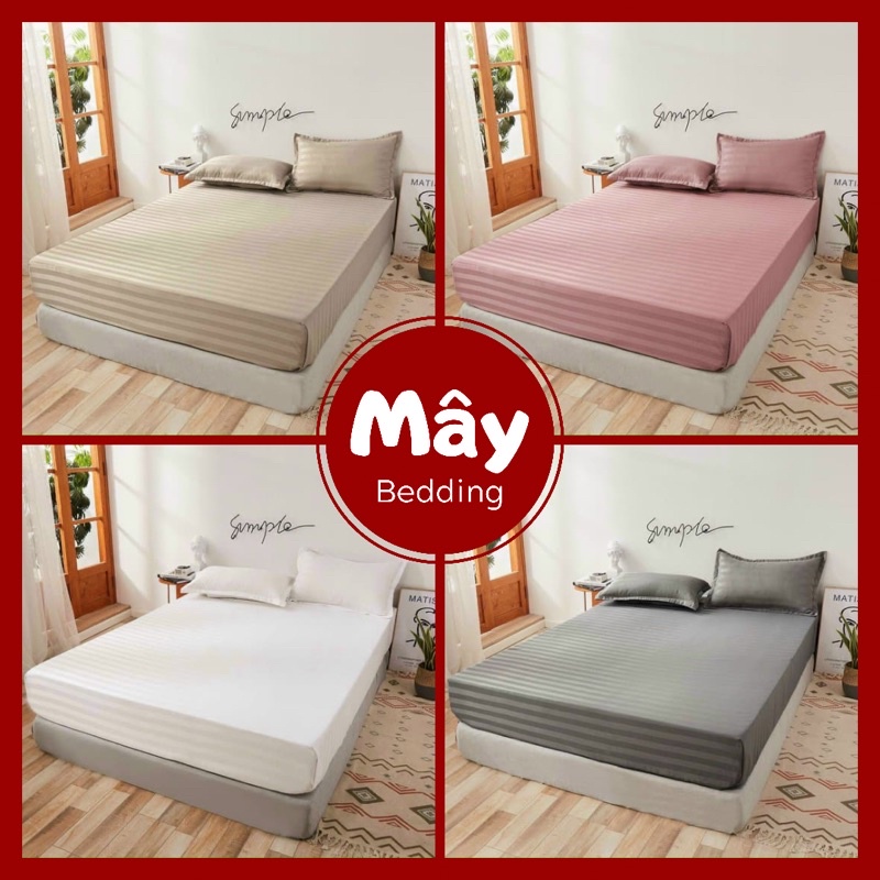 Bộ ga gối Cotton 3F dùng cho khách sạn homestay MÂY BEDDING đủ kích thước nệm đủ màu