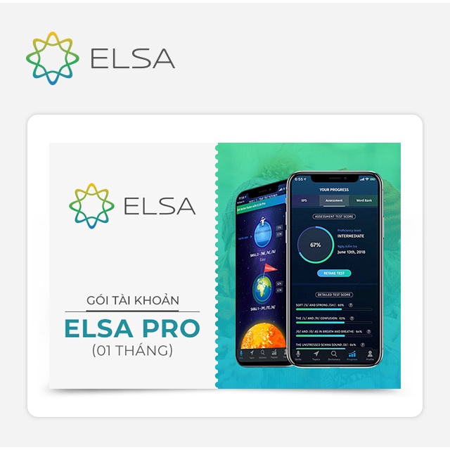 Gói tài khoản khóa học tại App ELSA pro 01 THÁNG trị giá 129.000 VNĐ