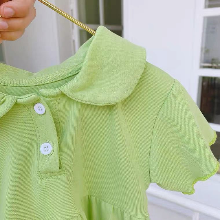 Đầm Cotton Tay Ngắn Màu Sắc Trơn Phong Cách Thời Trang Mùa Hè Hàn Quốc 2022