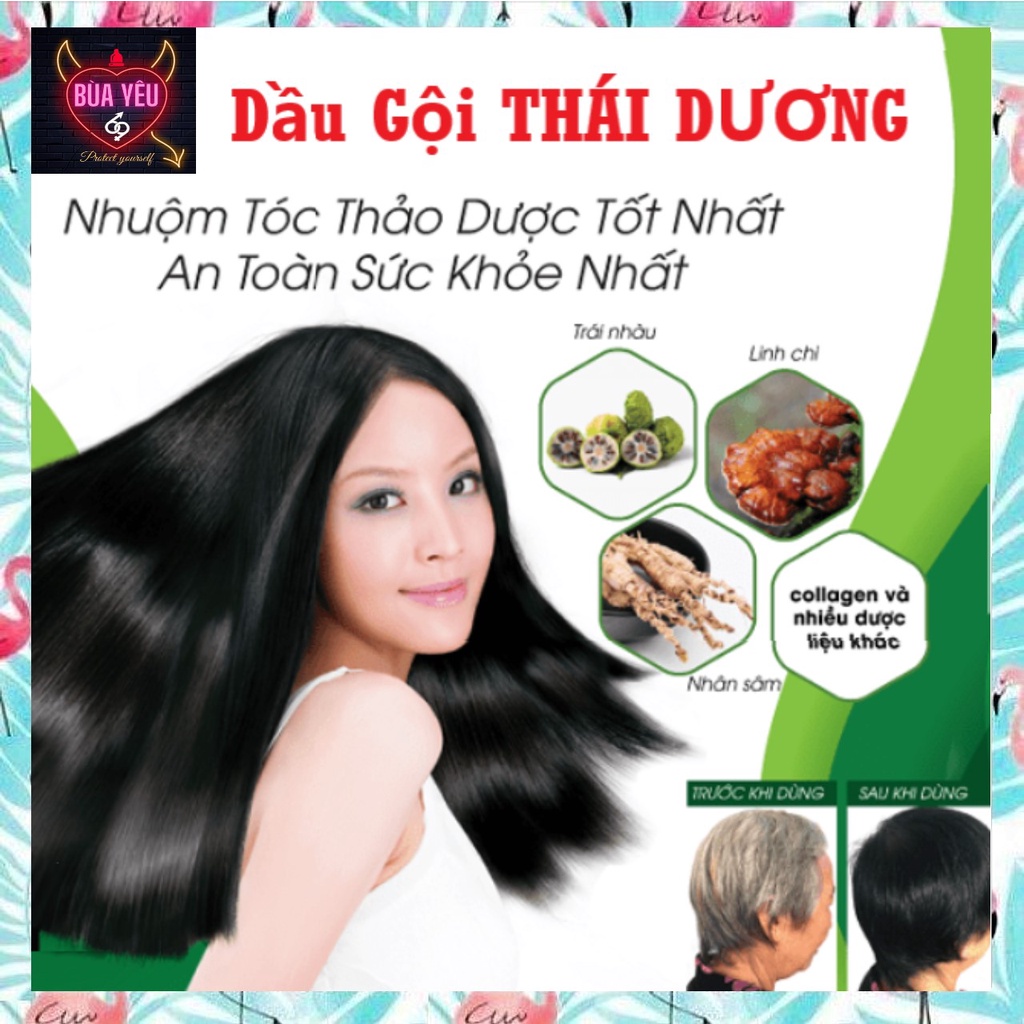 Dầu gội Đen tóc THÁI DƯƠNG gói 10g Dược liệu thảo dược phủ bạc tóc Tại nhà đơn giản, không ngứa da đầu, xơ tóc