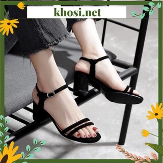 Giày sandal 2 dây gót vuông 7p mới - CG-0442 -