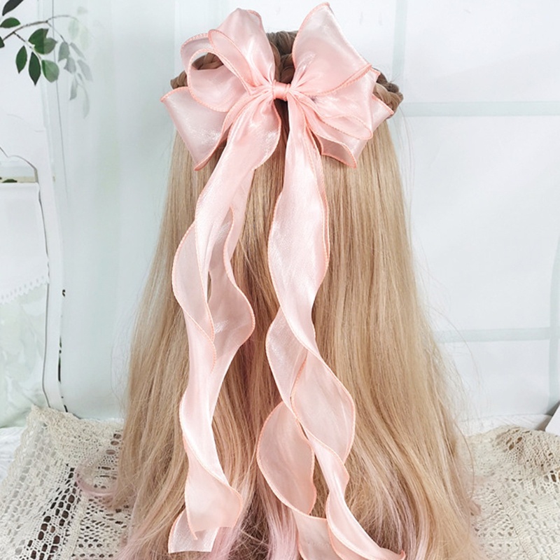 Kẹp Tóc Nơ Lớn 3 Lớp Màu Trơn Lấp Lánh Phong Cách Vintage