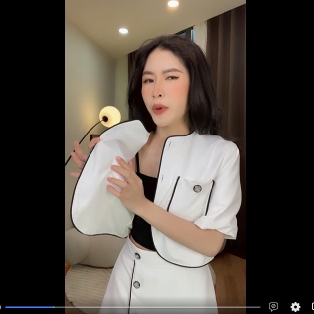 LILAC- Set váy trắng viền đen QCCC Loan Lâm