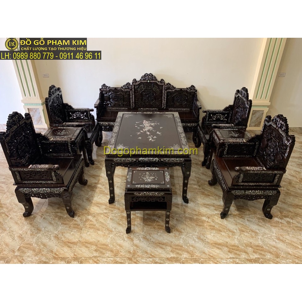 Trường kỷ ngũ lân vờn cầu khảm 9 món (TK1.2C)