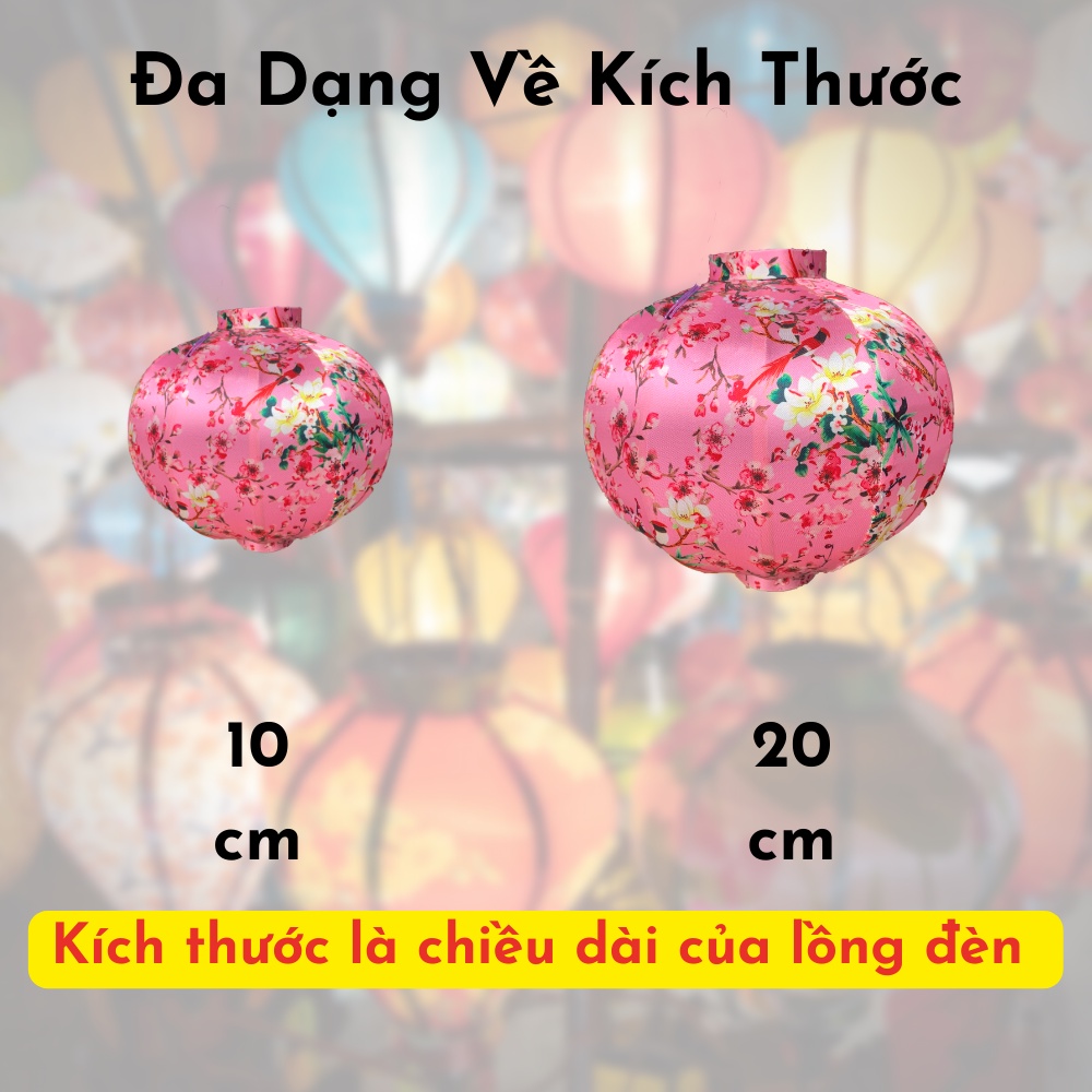 Đèn lồng hội an,lồng đèn trang trí bằng tre,vải đỏ,hình củ tròn,size 10,20cm