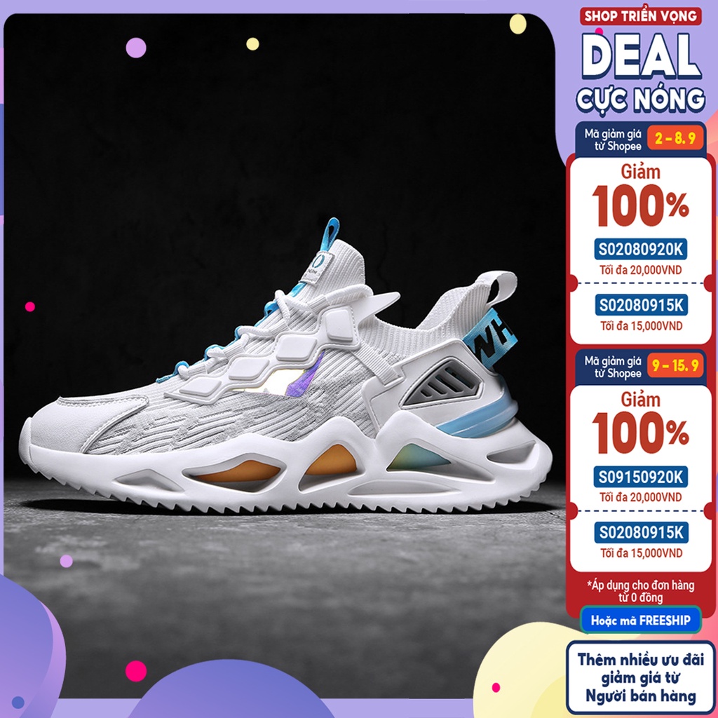Giày Thể Thao Nam PANTOFII - Giày Sneaker Màu Trắng - Đen, Giày Thể Thao Dệt Kim, Nhẹ Nhàng, Êm Ái - G5446
