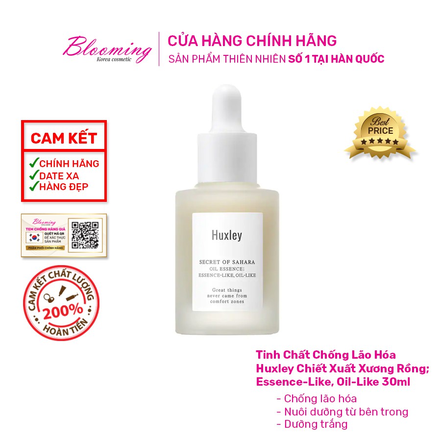 [Mã FMCGM100 - 10% đơn 500K] Tinh Chất Chống Lão Hóa Huxley Chiết Xuất Xương Rồng; Essence-Like, Oil-Like 30ml