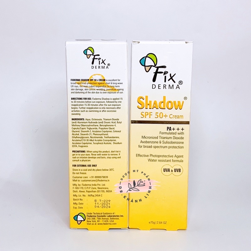 Kem Chống Nắng Fixderma Shadow SPF 50+ (75g)