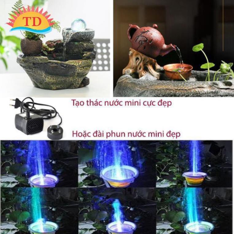 Máy bơm chìm 5W kèm 4 bóng led nhiều màu cho thác nước mini, bể cảnh, tiểu cảnh