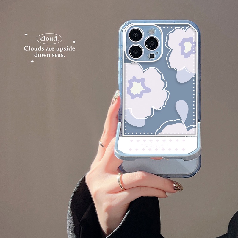Ốp Điện Thoại TPU Họa Tiết Hoa Đơn Giản Chống Rơi Kèm Giá Đỡ Cho IPhone 13 Pro Max 12 11 XS XR X 8 7 6 6s Plus SE 2020