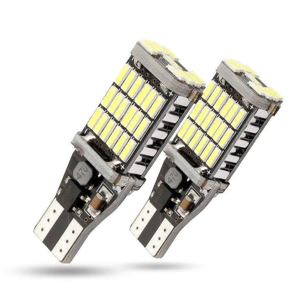 Set 2 Bóng Đèn Led Tín Hiệu W16w 12V T15 45SMD 6500K Siêu Sáng Cho Xe Hơi/Xe Máy