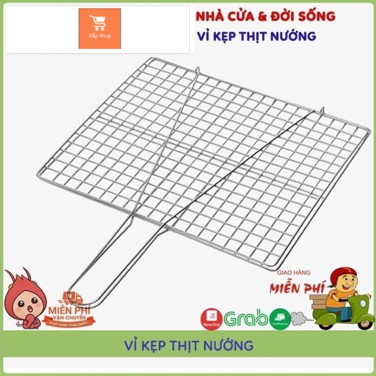 Vỉ Nướng Inox, Kẹp Nướng Thịt, Chả, Nướng Thực Phẩm Than Hoa Cao Cấp GiaDungTT