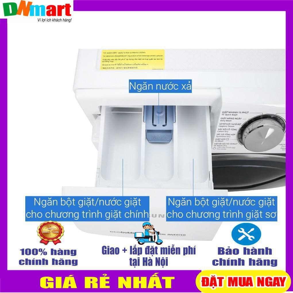 Máy giặt sấy Samsung AddWash Inverter Giặt 10.5 kg - Sấy 7 kg WD10N64FR2W/SV