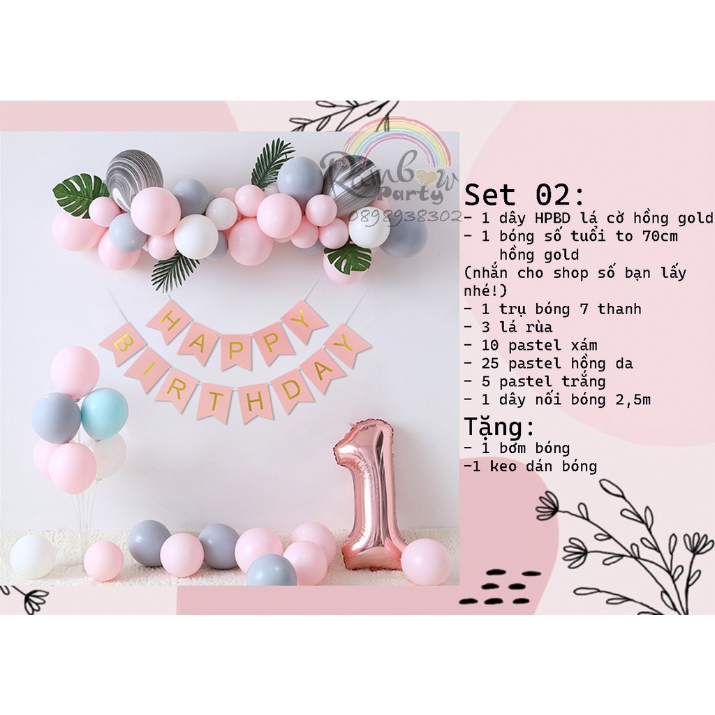 Set bong bóng trang trí sinh nhật kèm trụ giả bóng bay thích hợp cho mọi lứa tuổi