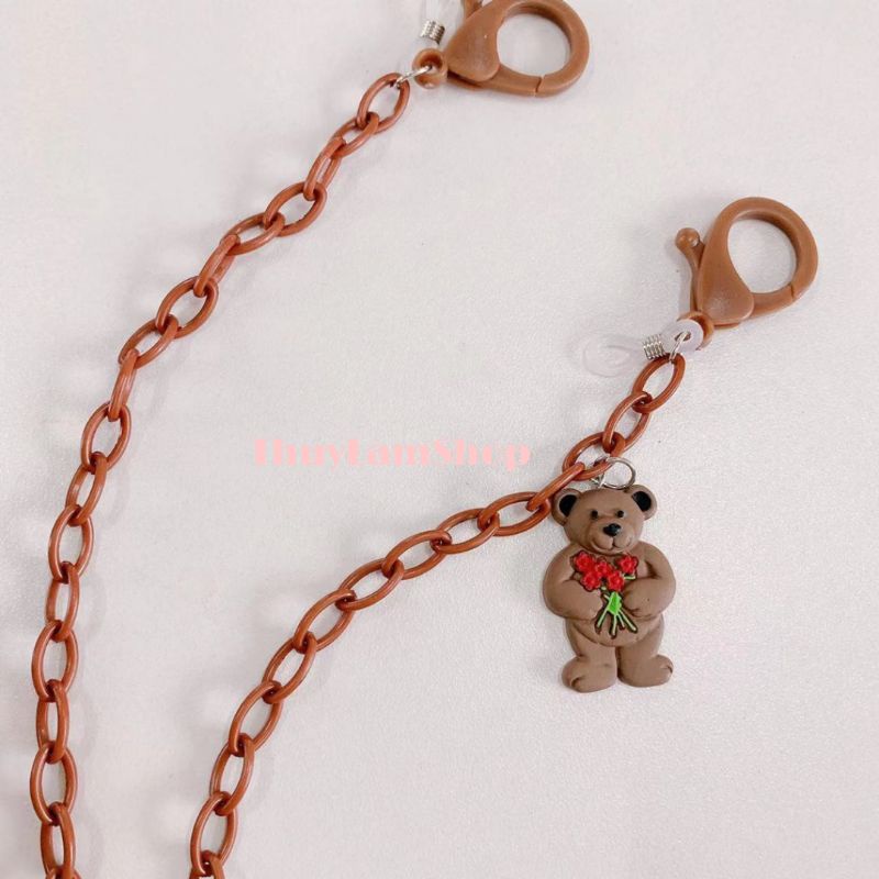 Dây đeo trang trí khẩu trang, kính mắt chống rơi trượt hình gấu dễ thương tiện lợi
