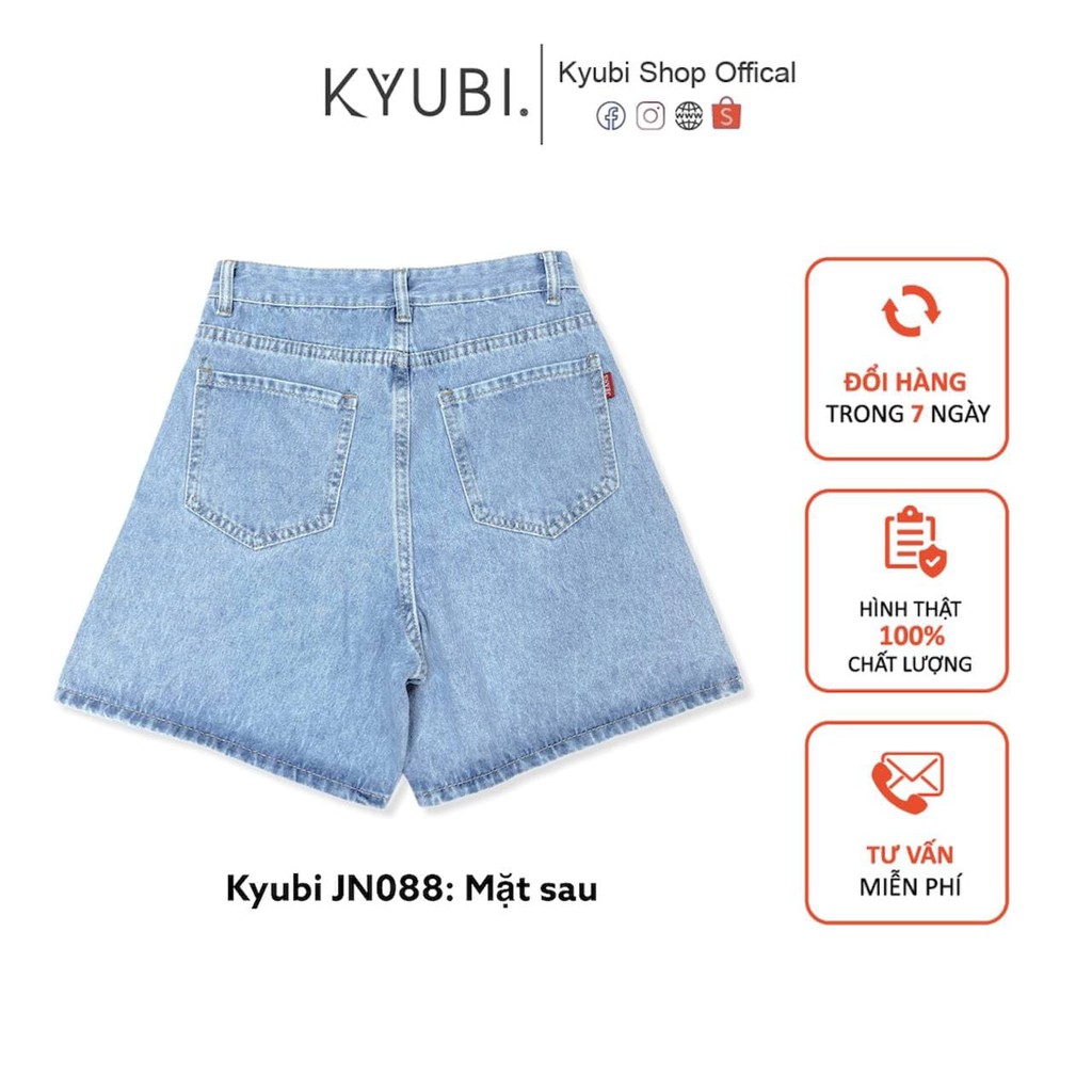 Quần short jean ngố nữ lưng cao Ulzzang Kyubi có túi trước cá tính - Jean Ngố Kyubi JN88