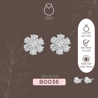 Bông (khuyên) tai BẠC Ý S925 cao cấp hột mỹ nhân tạo B0036