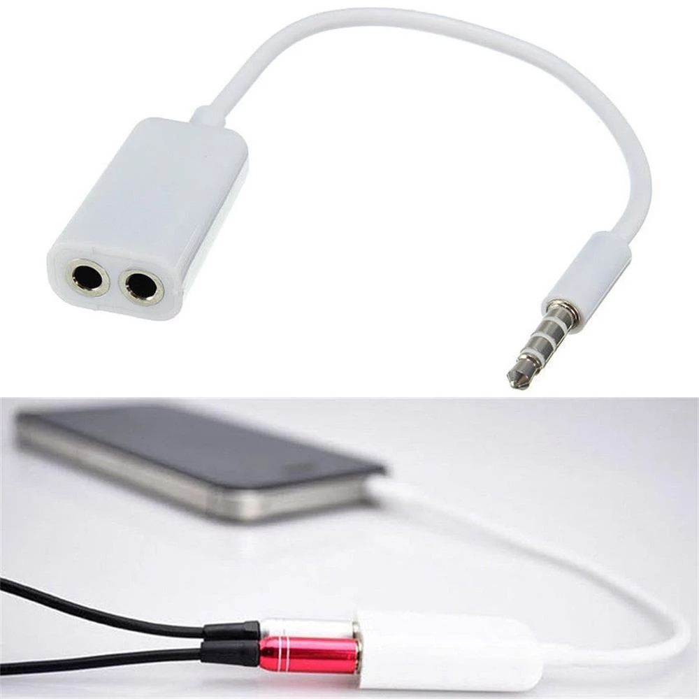 SHOUHOU 1 PC 3.5mm White Earphone Y Splitter Cable Headphone Cord Adapter Jack Plug Audio Cable Cellphone Accessories