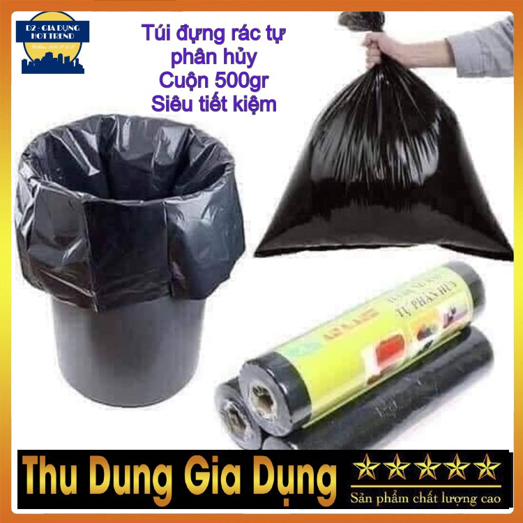 Túi Đựng Rác  FREE SHIP  Túi Đựng Rác Tự Phân Hủy Cuộn 500gr Kích Thước Lớn