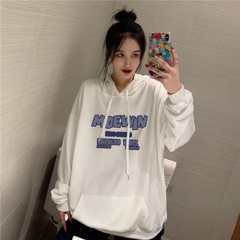 Áo hoodie ZHELIHANGFEI tay dài dáng rộng phong cách preppy thời trang mùa đông