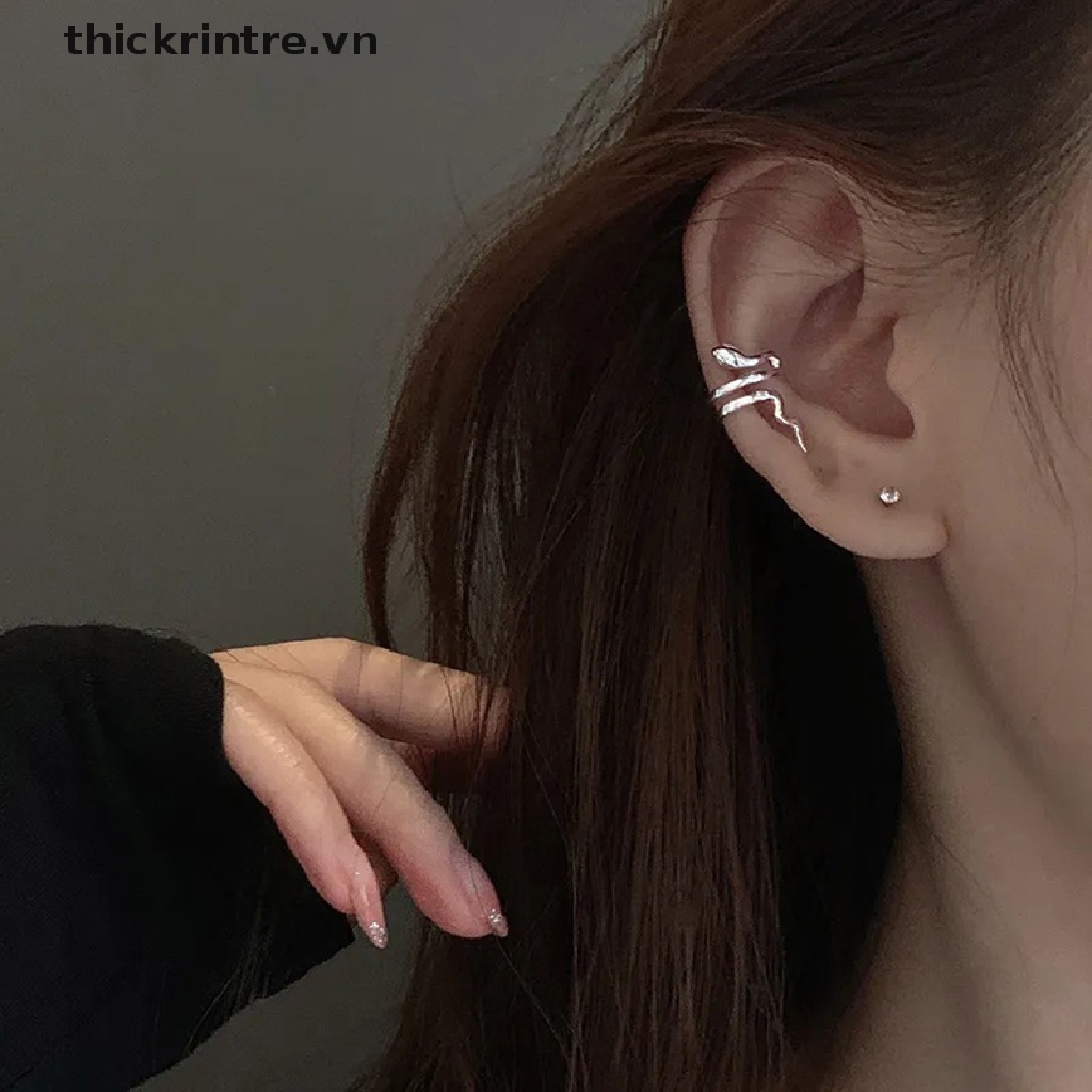 Khuyên Kẹp Vành Tai Giả Da Rắn Không Cần Bấm Lỗ Phong Cách Punk Cá Tính Cho Nam Nữ