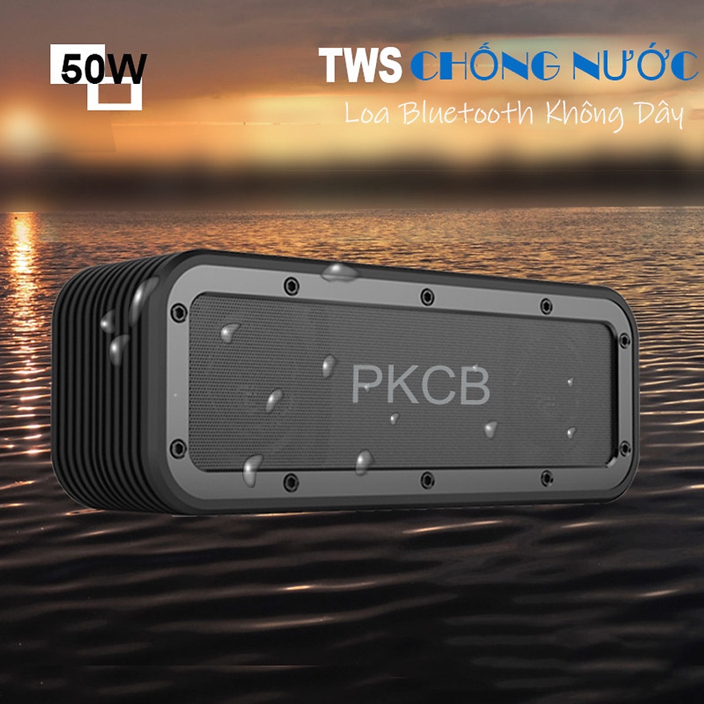 Loa Bluetooth Không Dây 50W PKCB công suất lớn Super Bass pin 6600MAH sạc nhanh Type C công nghệ AI Hàng Chính Hãng