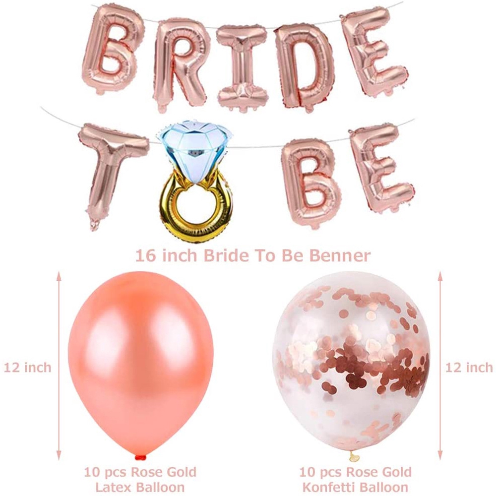 Bộ bóng bay màu vàng hồng chữ BRIDE TO BE dùng trang trí tiệc tiện dụng