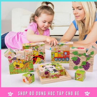 Đồ Chơi Ghép Hình Tư Duy 6 Mặt 9 Miếng Gỗ Cho Bé Lắp Ghép Được 6 Bức Hình Khác Nhau