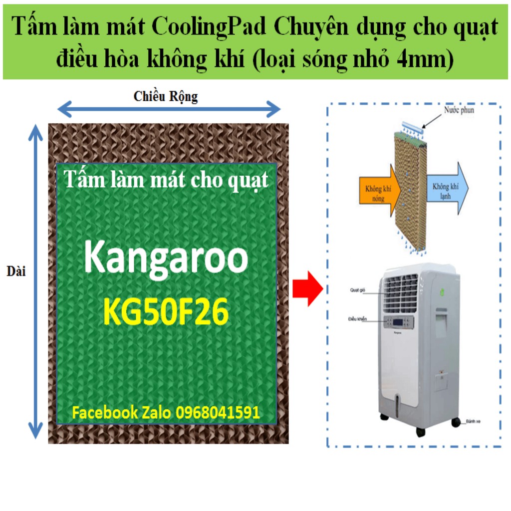Tấm làm mát Cooling Pad chuyên dụng cho quạt Kangaroo KG50F26 (kích thước dài 53, rộng 41, dày 6cm)
