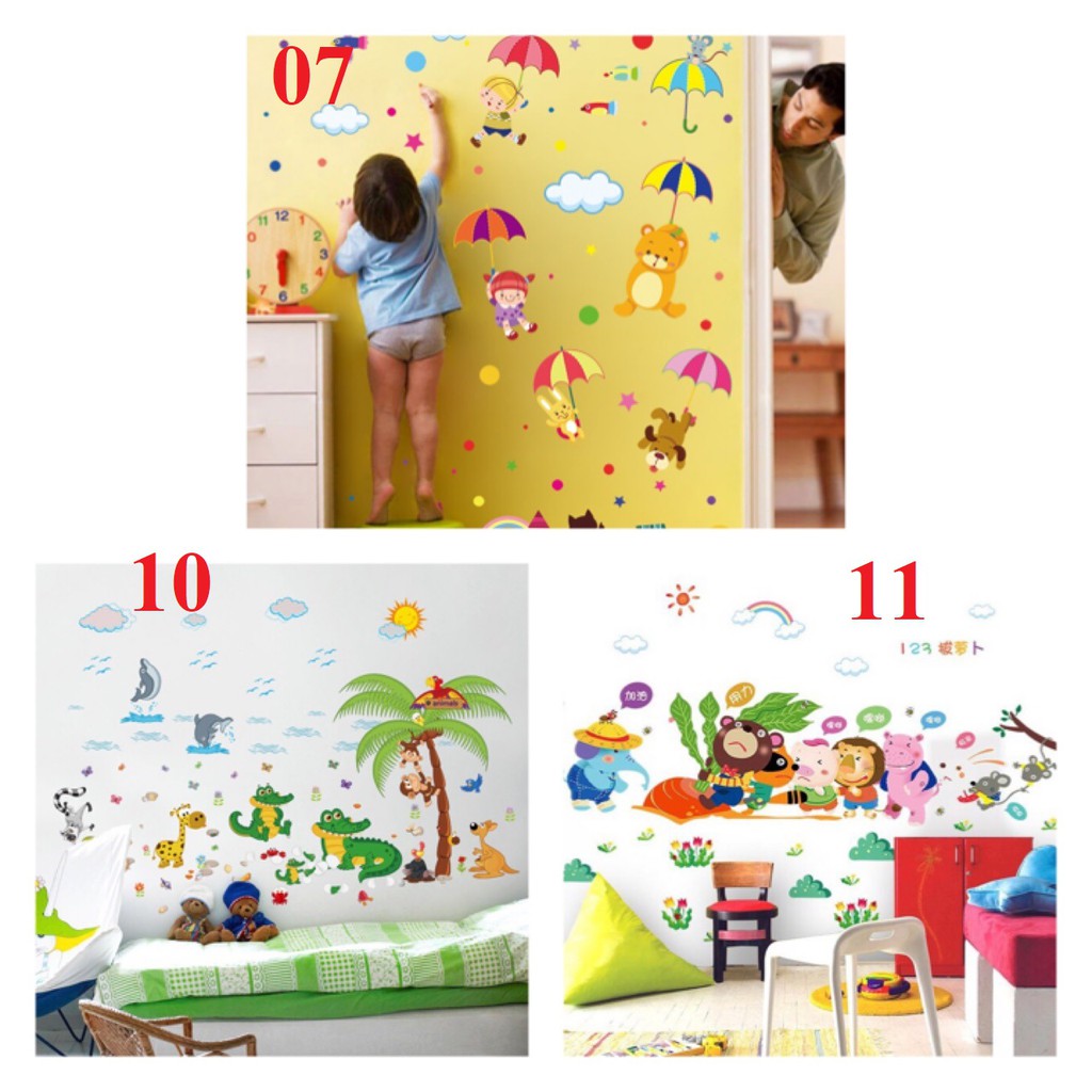 COMB0 4 mẫu Decal dán tường trang trí phòng cho bé