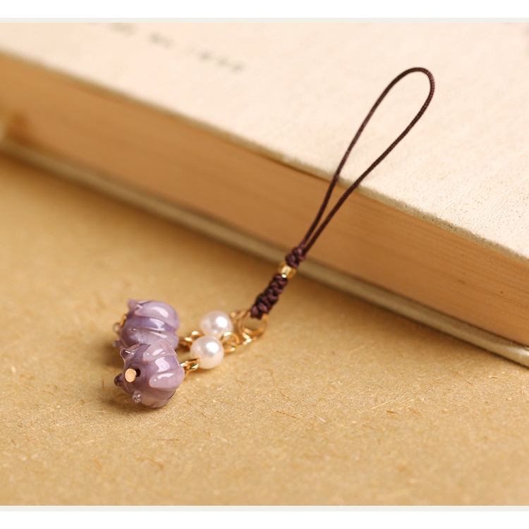 Hàng Mới Về [Hàng Mới Về] Dây Đeo Điện Thoại Phong Cách Mori Lily of the Valley Phong Cách Trung Hoa