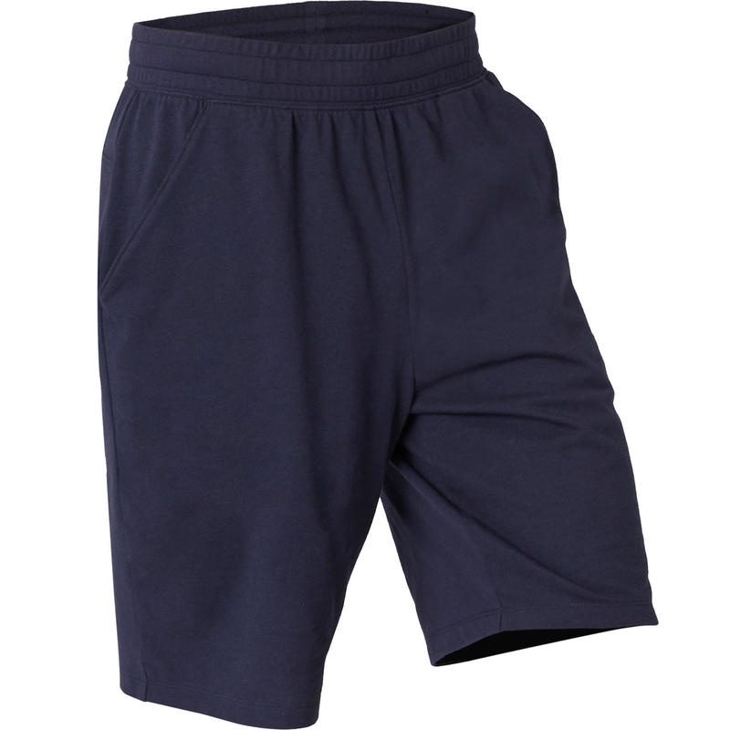 Quần short thể thao dài ôm vừa tập pilate &amp; gym đơn giản Decathlon Nyamba 500 cho nam - xanh navy size 3XL