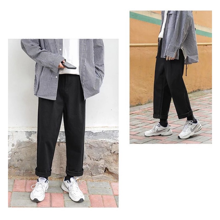 QUẦN KAKI ỐNG RỘNG -TAN -DÁNG SUÔNG PHONG CÁCH HÀN QUỐC-QT1-THỜI TRANG UNISEX-có size Nam Nữ dể phối đồ siêu đẹp màu đen
