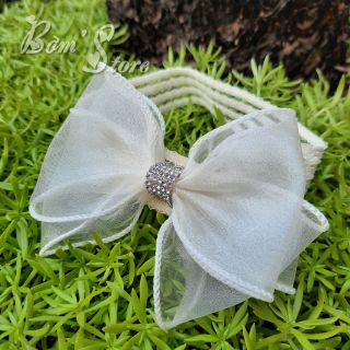 Băng đô handmade nơ voan dây đá cho bé